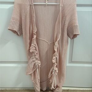 Women's Pink Open-Front Sweater